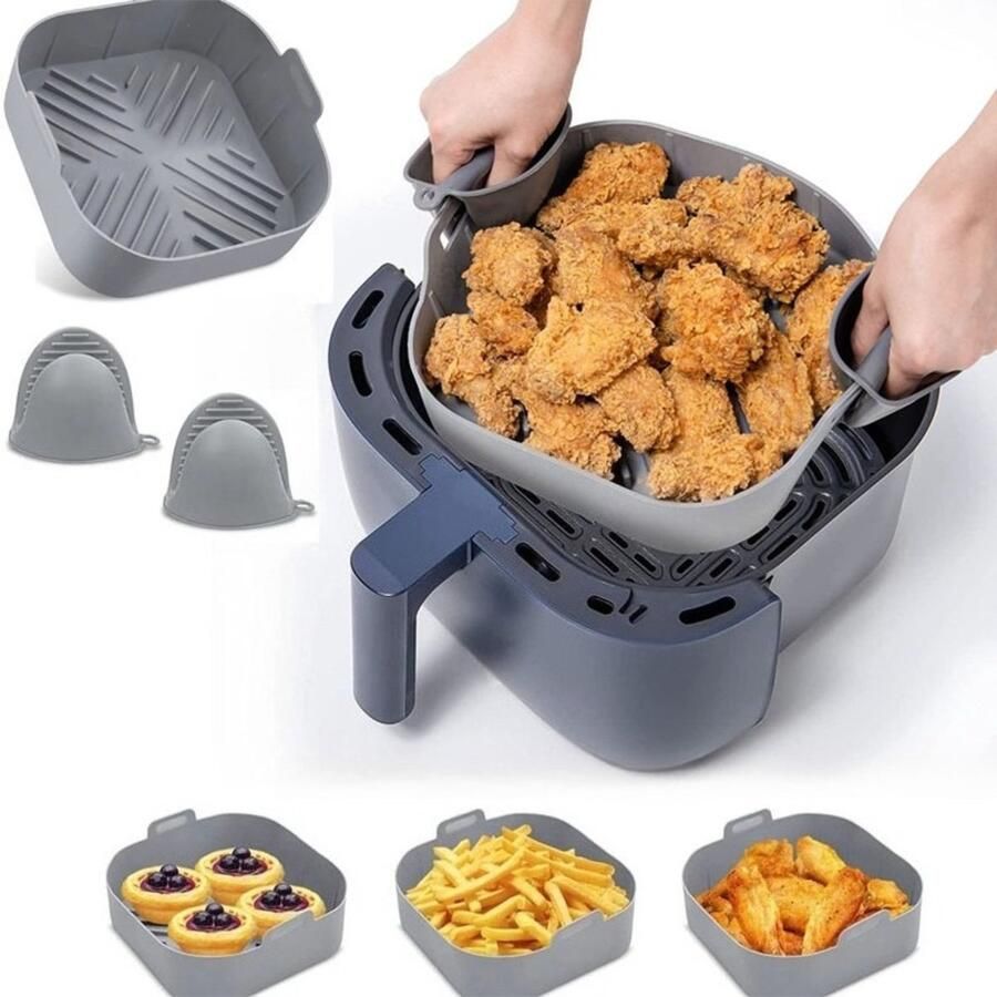 3pcs Air Fryer Accessories Set 1PC Silicone Air Fryer Liner Basket and 2PCS Oven Silicone Gloves Kitchen Accessories Airfryer Silicone Liners Kitchen Kitchenware Accessories Kitchenware Accessories