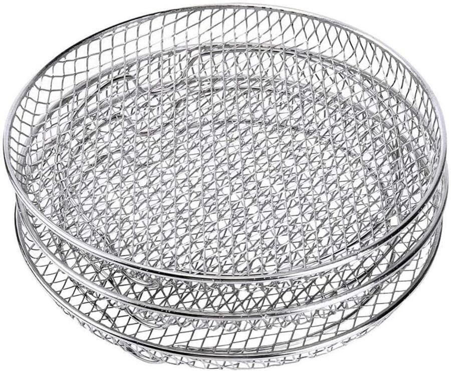 3Pcs Air Fryer Rack Air Fryer Three Stackable Dehydrator Racks Stainless Steel Air Fryer Stand Air Fryer Accessories Fit All 4.2QT-5.8QT Hot Air Fryer Oven Pressure Cooker
