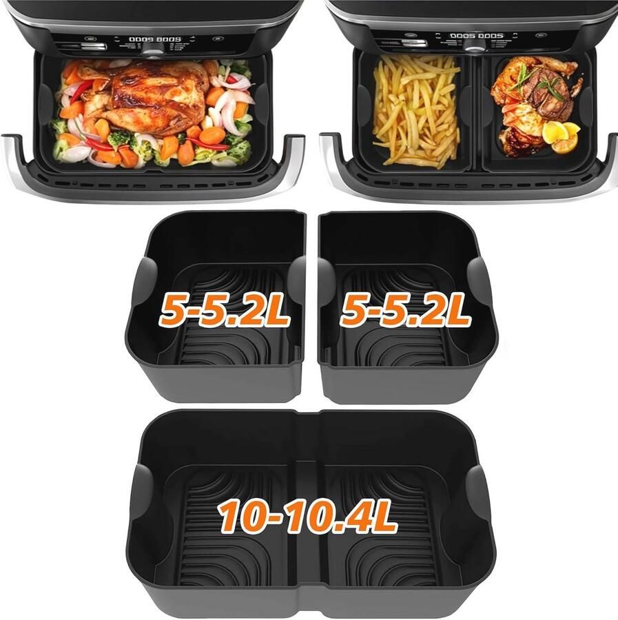 3Pcs Grote Siliconen Pan voor Airfryer Siliconen Pot Basket voor 10.4L Airfryer