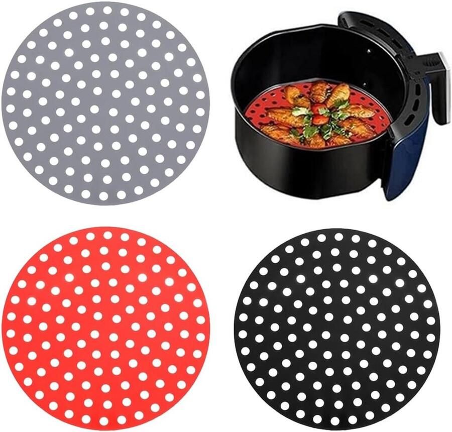 3x Herbruikbare Airfryer Matten Onderleggers Antiaanbak & Hittebestendig