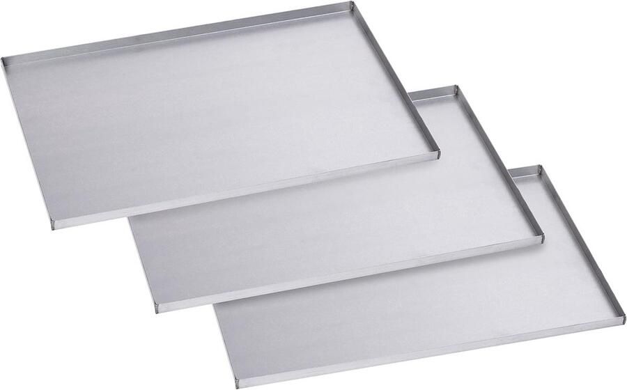 3x Professionele Aluminium Bakplaat 60x40 cm met Rand Naturel