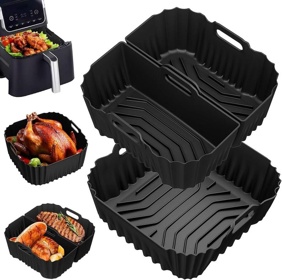 3x Siliconen Airfryer Vormpjes Herbruikbare Frituurmand Liner