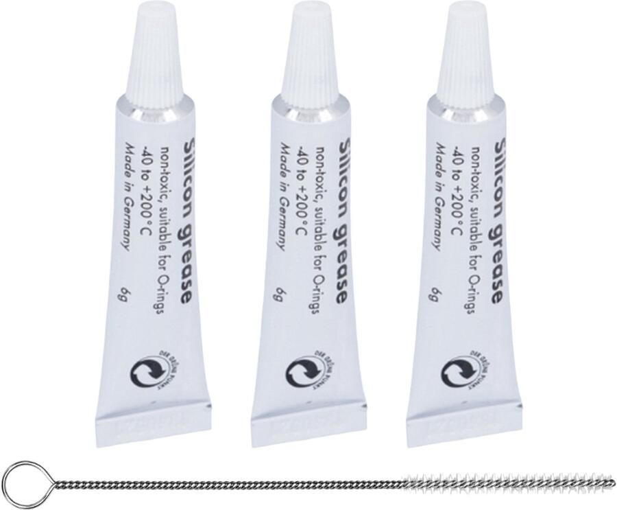 3x Siliconenvet smeermiddel zetgroep geschikt voor oa. espresso apparaat koffiezetapparaat Saeco Philips Bosch Siemens Miele 3x tube a 6 gram Vergelijkbaar met origineel HD5061 421946017941 Inclusief GREENVIDA cilinderborstelbel