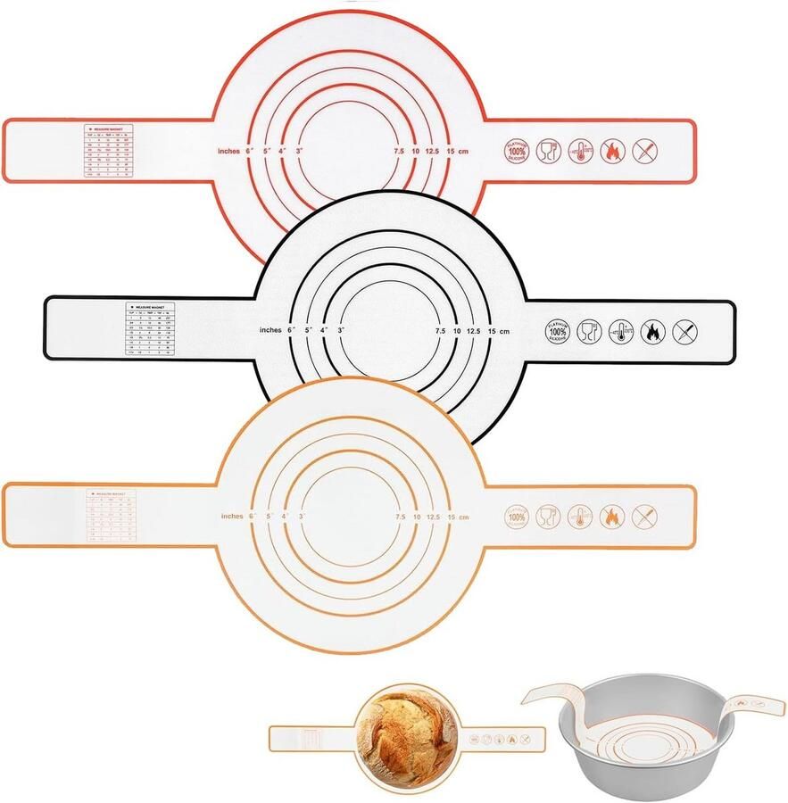 3x Zuurdesem Broodbakmat Rond voor Oven Herbruikbaar Anti-Aanbak Siliconen Kleed