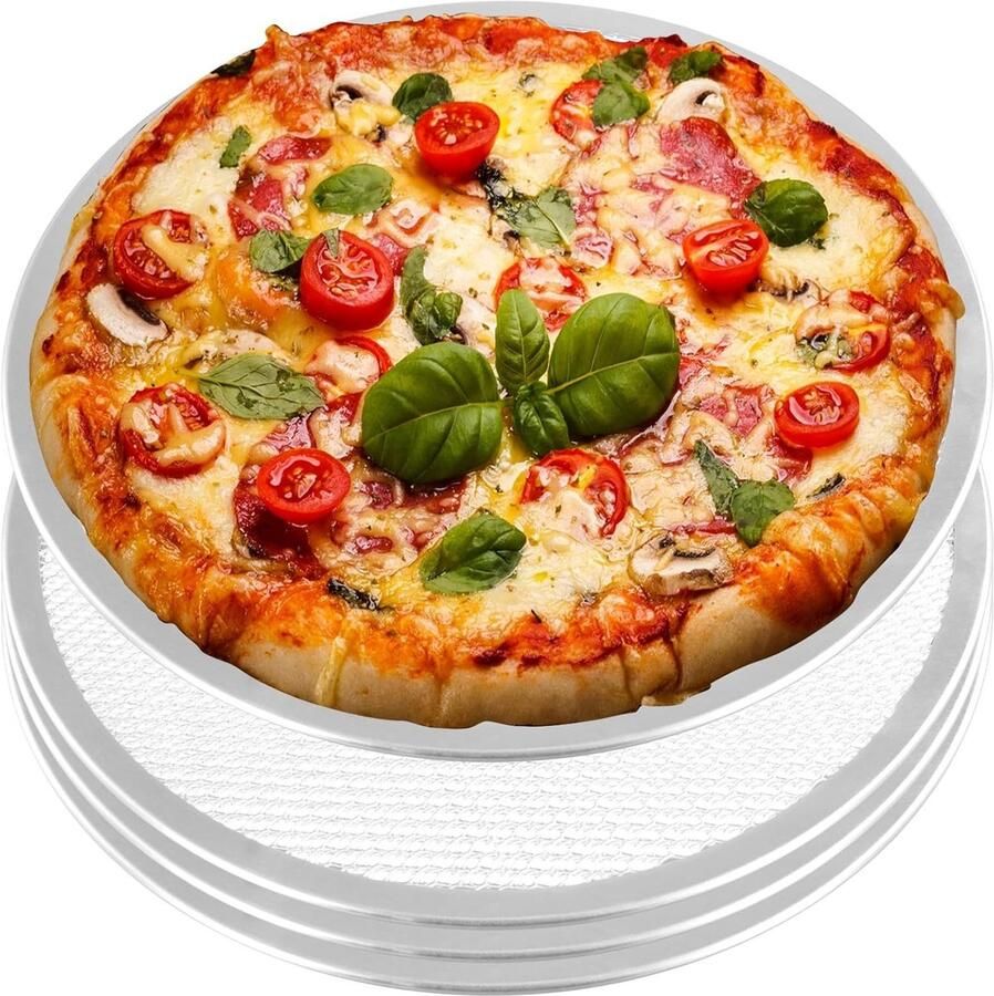 4-delige 12 Inch Mesh Pizza Screen Set Ronde Pizza Tray voor Oven Aluminium Scherm met Gaten voor Perfecte Pizza's Thuis