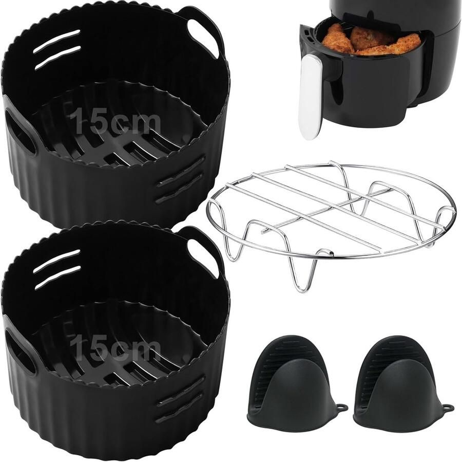 4-Delige Airfryer Accessoireset Met Grillrooster en Siliconen Vorm