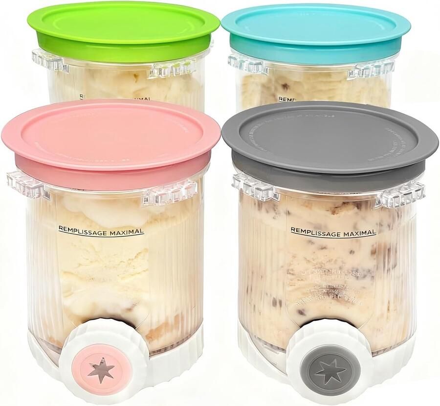 4-delige containers voor Ninja Swirl van CREAMi ijsmachine NC700-serie potten compatibel met Ninja Swirl accessoires BPA-vrij en vaatwasser (4 stuks)