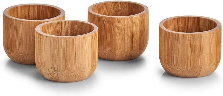 4-delige Eierbekerset van Bamboe Ø 5 x 4 cm Natuurlijk en Tijdloos