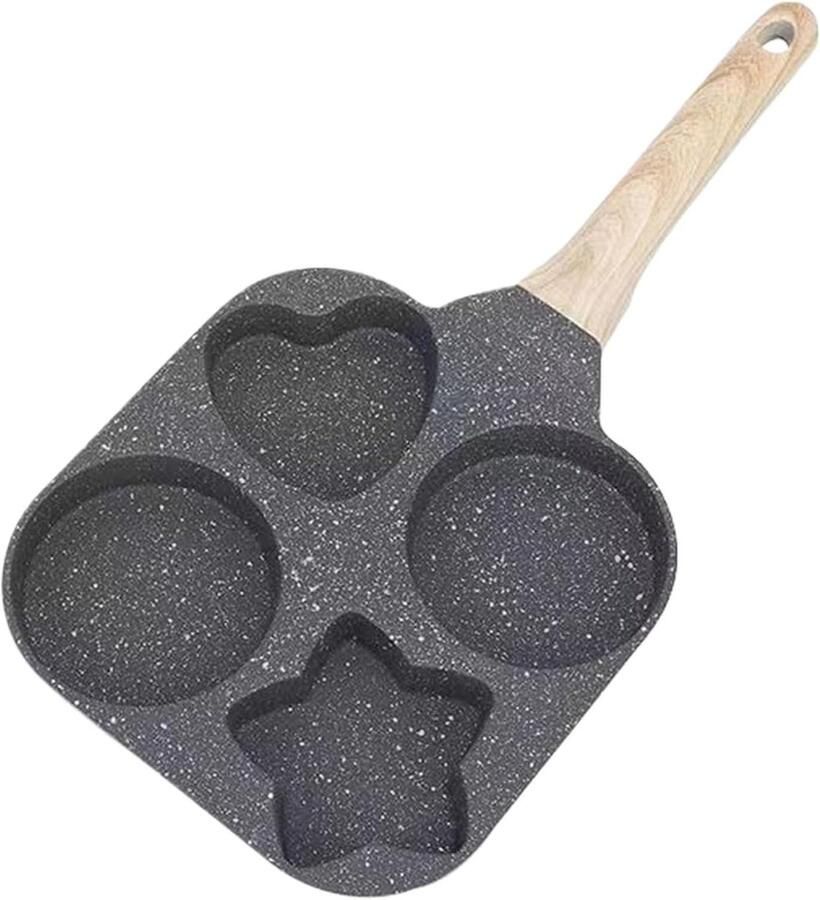 4-delige Eierpan Ontbijtpan Eiervorm Ontbijt Maken Veelzijdig Hart Ster 18 cm Zwart