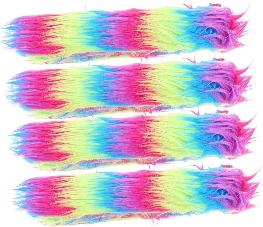 4 Delige Faux Fur Stroken Wasbare Duurzame Zachte Patch Strips voor Diy Maskers Cosplay Creatieve Knutselprojecten