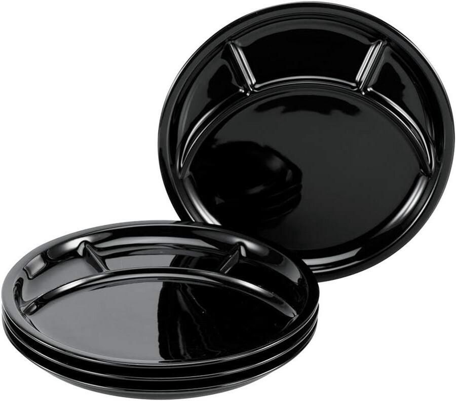 Fondue borden set Dinerborden Gezellig tafelen Hotelkwaliteit 27 cm Zwart