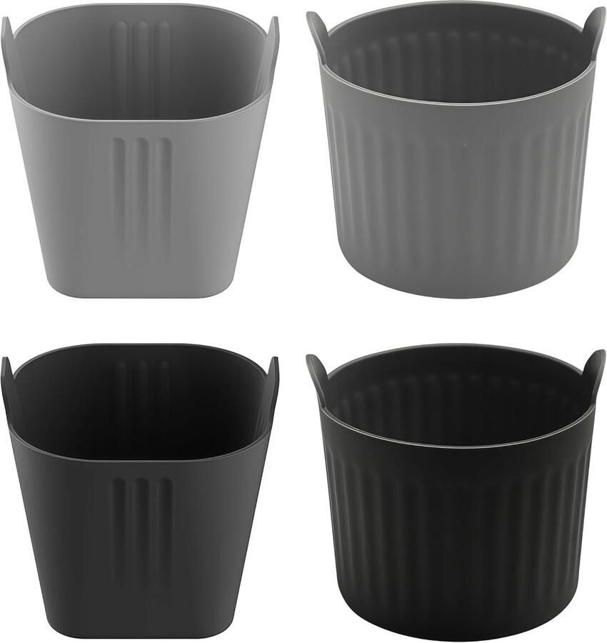 4-delige herbruikbare muffinbekers van siliconen voor airfryer en oven BPA-vrij ideaal voor mini muffins en snacks grijs en zwart
