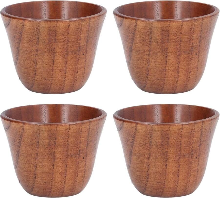 4-delige Houten Beker 75 Ml Japanse Stijl Houten Drinkbeker Koffiemok Theekopjes voor Thuisrestaurant