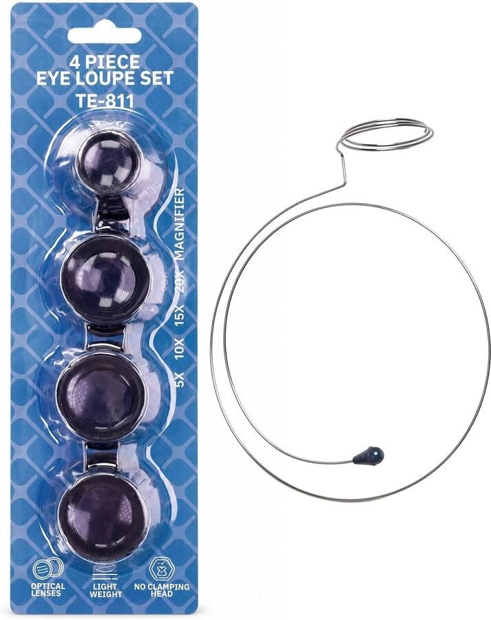 4-delige juweliersloep en horlogemakersloep set 5x-20x met staaldraadgreep HD glasoptiek handvat voorkomt wiebelen en maakt moeiteloos detailinspectie bij uurwerken en sieraden mogelijk