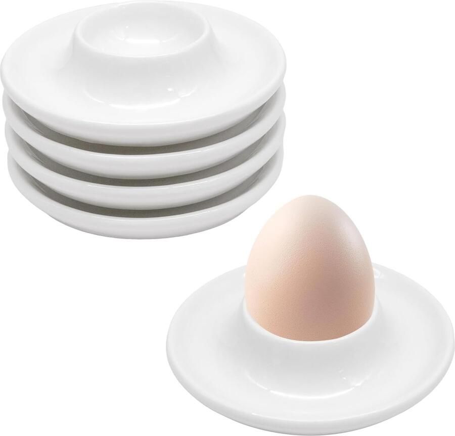 4-delige keramische eierdopjesset porseleinen eierhouders met basis gekookte eierstandaard borden voor ontbijt brunch en thuis eten vaatwasmachinebestendig