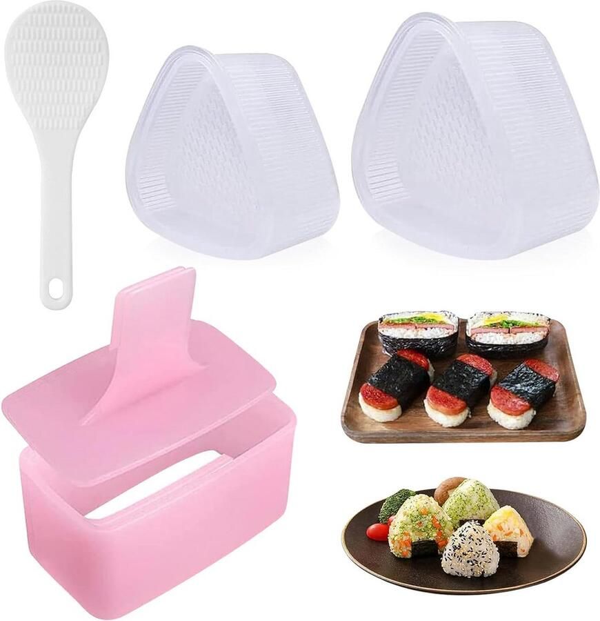 4-Delige Onigiri Sushi Rijstvorm Set Eenvoudig Zelf Rijstballen Maken voor Kinderen en Bento
