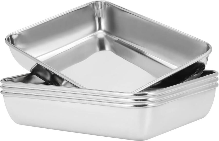 4-delige RVS Bakplaat Set 25 x 20 x 2 inch Rechthoekige Bakpannen voor Koekjes Taarten en Brownies Ideaal voor Koken en Bakken in de Keuken