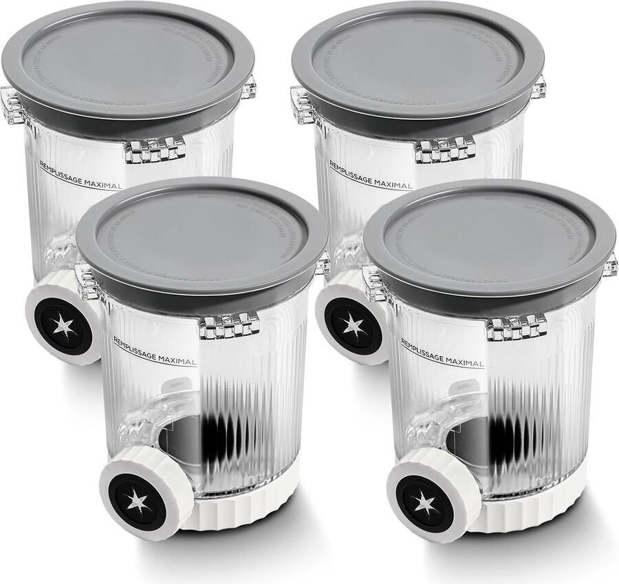 4-delige set ijsbekers en deksels Geschikt voor Ninja Swirl NC700 NC701 ijsmachine geschikt voor de Ninja Swirl NC700 en NC701 ijsmachine. Vaatwasbestendig