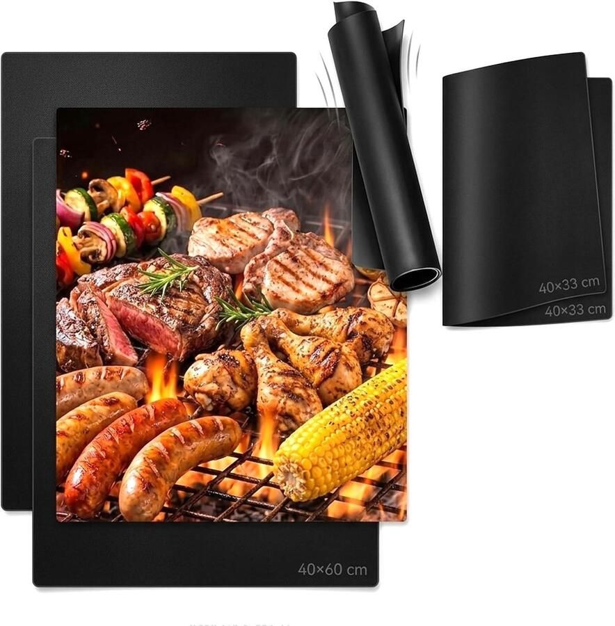 4-delige set ovenmatten met antiaanbaklaag en hittebestendigheid tot 260 °C Herbruikbaar op maat te snijden en ideaal voor bakken en grillen