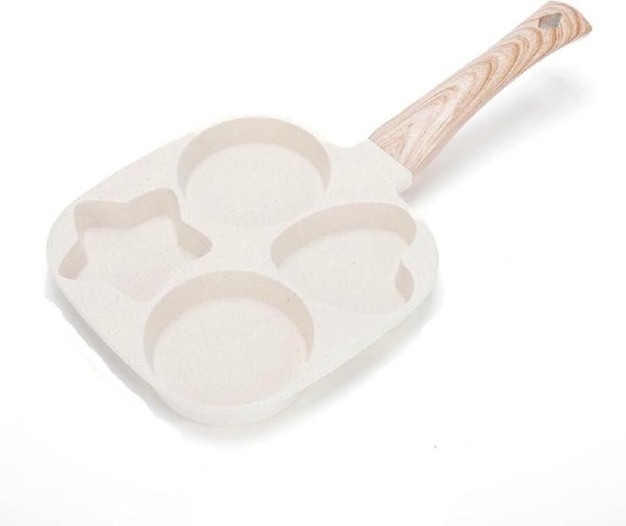 4-gaats koekenpan Ontbijtpan pannenkoekenpan Ontbijt bereiden Granieten anti-aanbaklaag 35 x 18 cm Zwart