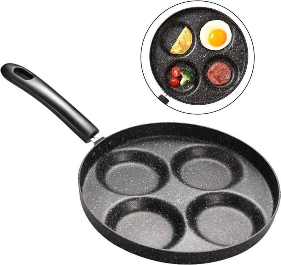 4-gaats pannenkoekenpan met anti-aanbaklaag en spiegel-pan aluminium voor ontbijt en groentepasta gasfornuizen inductiekookplaten