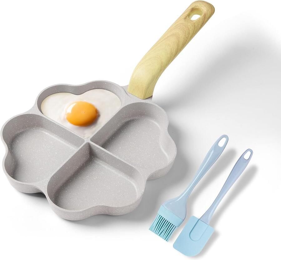 4-gats hartvormige eierpan voor omeletten en pannenkoeken Antiaanbak en geschikt voor inductie