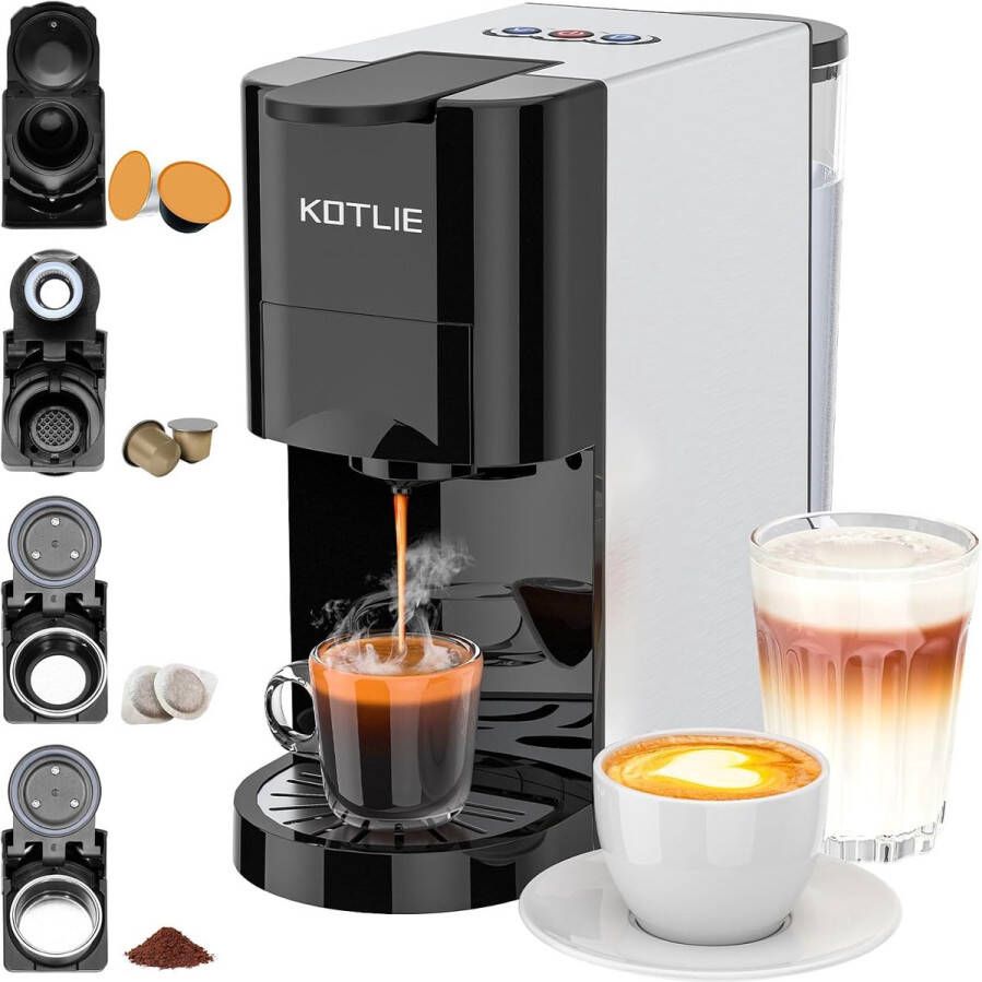 Capsule Koffiezetapparaat Eenkopsmachine Espresso Thuis Koffie Zetten 4-in-1 Functionaliteit 800 ml Tank Zwart - Foto 2