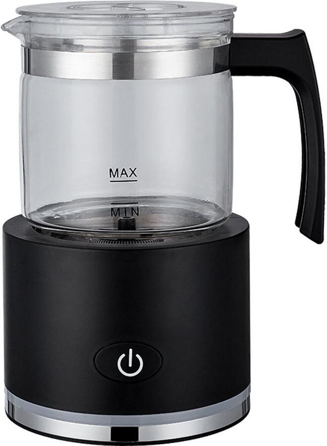 4-in-1 elektrische glazen melkopschuimer 600W met 500ml transparante glasbeker voor romig schuim cappuccino en latte geschikt voor thuiskeuken en thuiskoffiebar