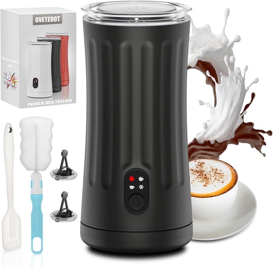 4-in-1 Elektrische Melkopschuimer voor Warme en Koude Dranken Perfect voor Latte Macchiato en Cappuccino
