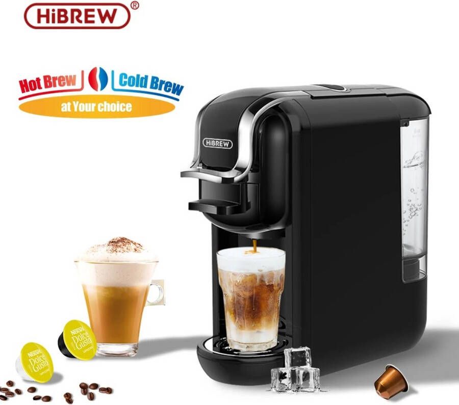 4 in 1 Koffiezetapparaat Senseo Meerdere Capsules Koffiepadmachine Koffiemachine Cappuccino Latte Heet Koud 19B 1450W Zwart