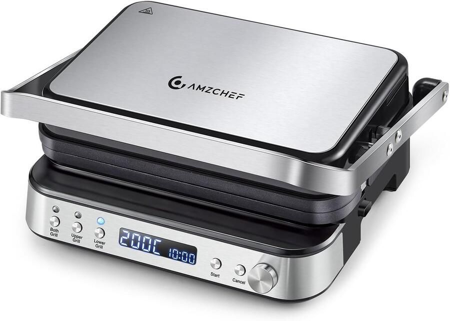 Contact Grill Wafelmaker Tosti-ijzer Veelzijdig Koken 4 Platen Verwijderbaar 33x35x17 cm Zilver