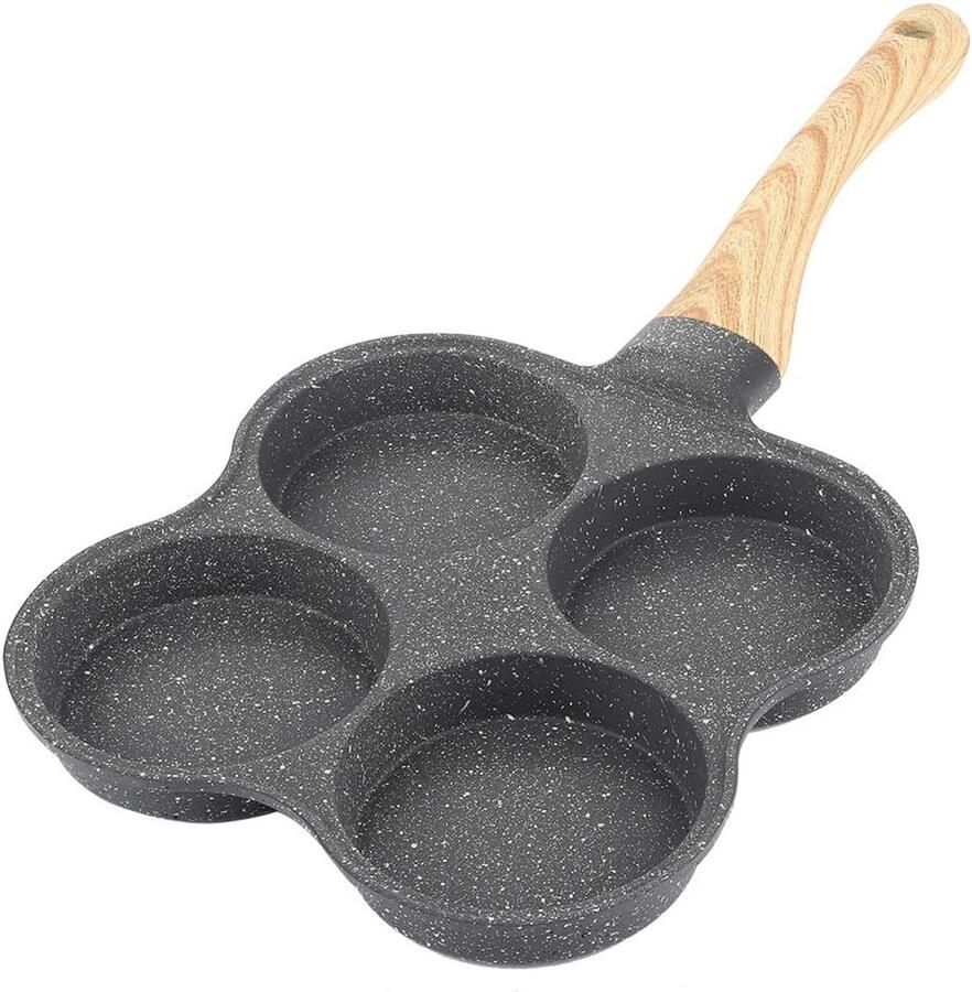 4 in 1 Premium Antiaanbak Aluminium Pan met 4 Gaten voor Omelet Pannenkoek en Burger 14 Inch voor Gasfornuis en Inductie Eierpan en Hamburgerpan voor Ontbijt en Koken