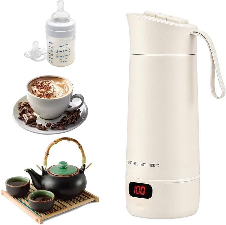 4-in-1 reiswaterkoker klein 400 ml mini-elektrische waterbeker 4 temperaturen kleine draagbare waterkoker automatische uitschakeling kleine waterkoker voor koffie melk thee