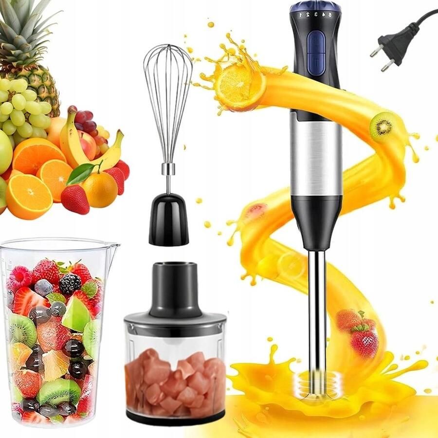 4-in-1 Staafmixer Handmixer 1000W 5 Snelheden + Turbo Met Garde & Hakmolen Afneembaar & Makkelijk Schoonmaken Voor Thuis & Keuken