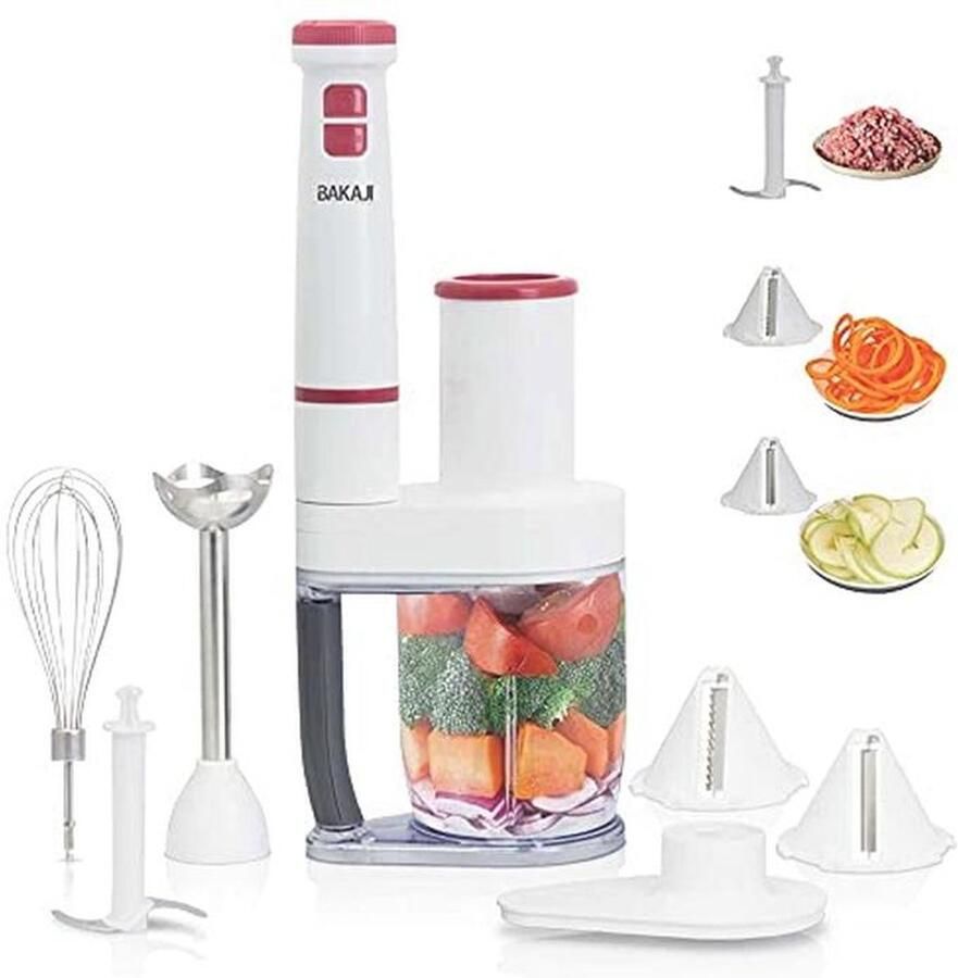 4-in-1 Staafmixer met Accessoires Ergonomische Handgreep 600W Perfect voor Smoothies en Sauzen