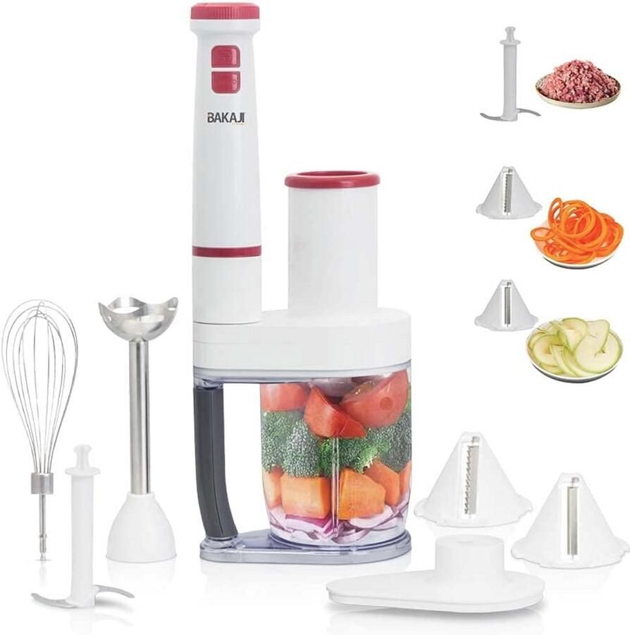 4-in-1 Staafmixer met Accessoires Ergonomische Handgreep 600W Perfect voor Smoothies en Sauzen