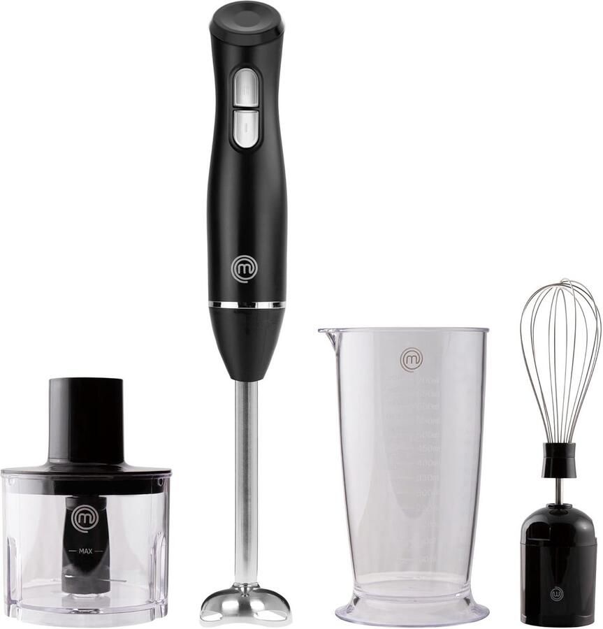 4-in-1 Staafmixer met Hakmolen en Garde 700 ml Maatbeker Vaatwasmachinebestendig Keukenapparaat