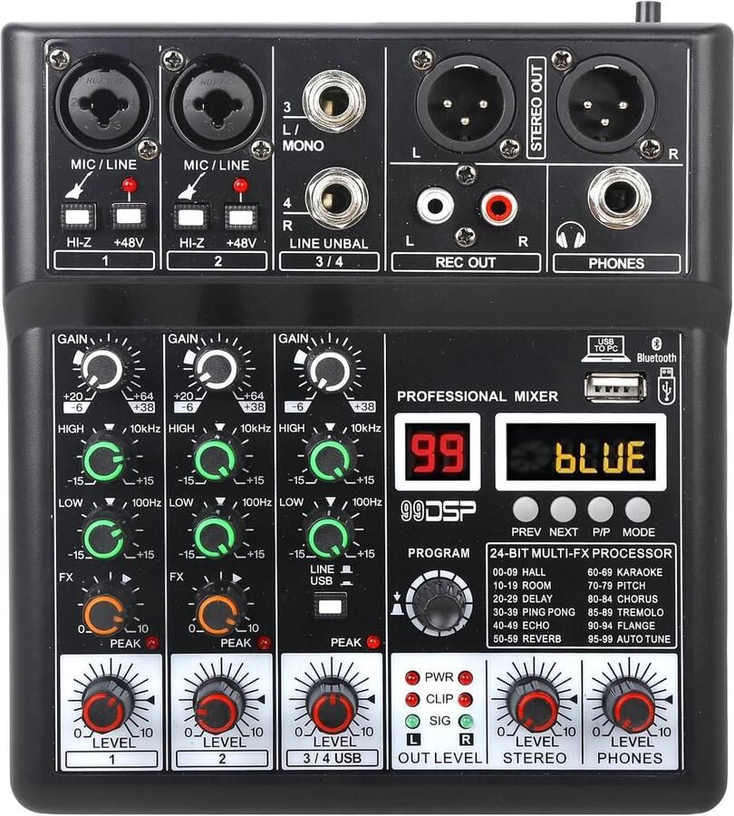 4 Kanaals Mixer Dj Mixers Audio Mixer Usb Geluiden Mengen Board Muziek Mixers met 99 Soorten DPS Digitale Effecten