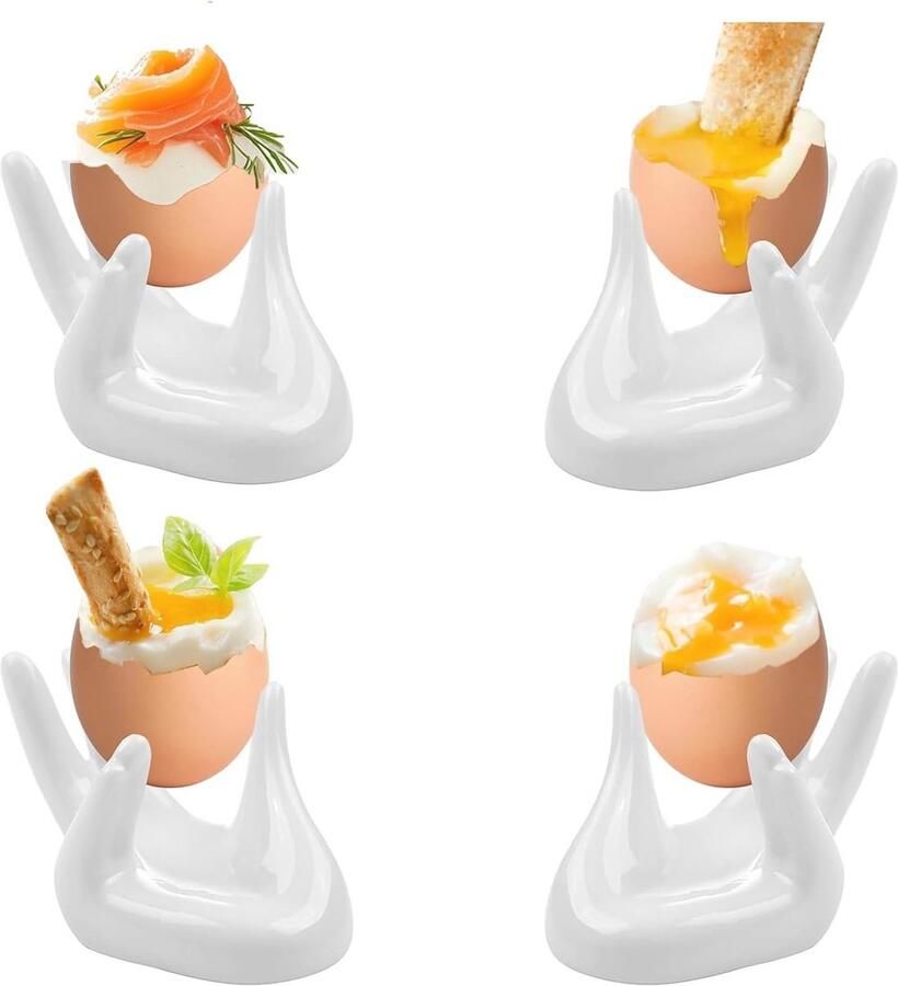 4 Keramische Eierhouders voor Ontbijt Set van 4 Eierdopjes