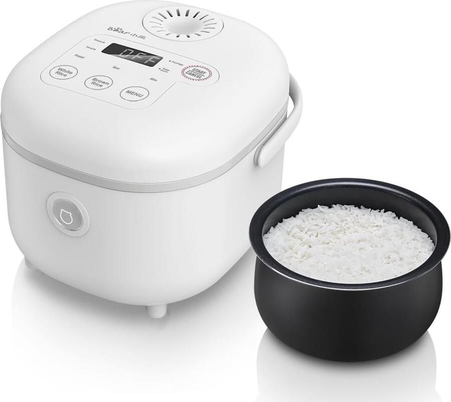 4-kops Rijstkoker Wit 2L Multifunctionele Mini Rijstkoker met Stomer Voor 2-4 Personen