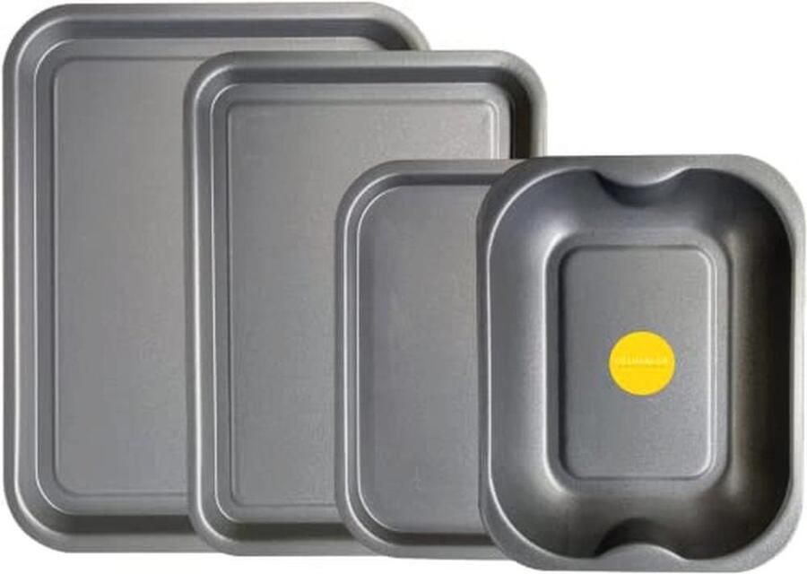 4-pack bakplaat en braadslee set Antiaanbaklaag Vaatwasserbestendig en Makkelijk Schoon te Maken