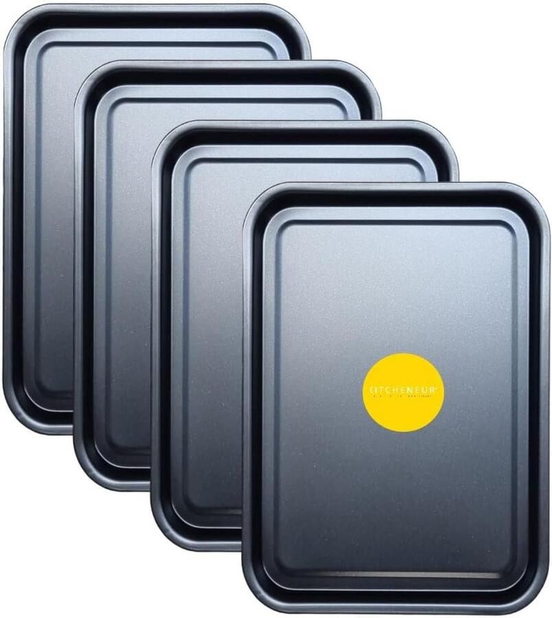 4-Pack Bakplaat Set 35cm Compacte Antiaanbak Ovenschalen voor Bakken en Braden Vaatwasmachinebestendig