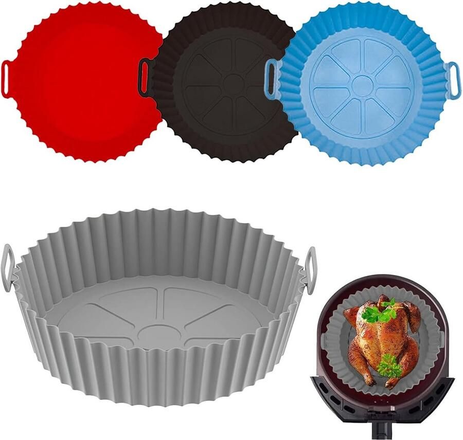 4-Pack Herbruikbare Siliconen Vormen voor Heteluchtfriteuse 20 cm Universele Airfryer Accessoires