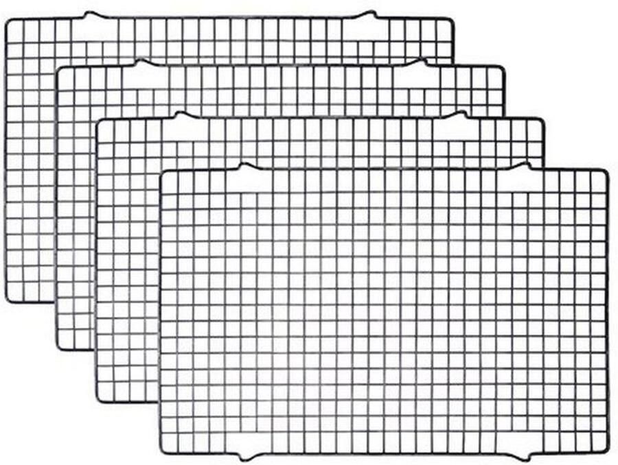 4-pack koelrekken voor koken grillen en bakken duurzaam koolstofstaaldraadrek 40 5 x 25 5 cm