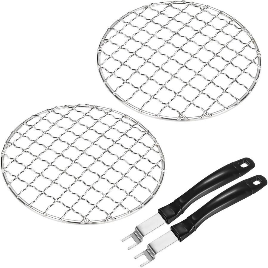 4-Pack Ronde Koelrekken van 13 cm Roestvrijstalen Bakrekken met Grill Grijper voor Grillen Koken en Stomen Ideaal voor Bakken en Koelen