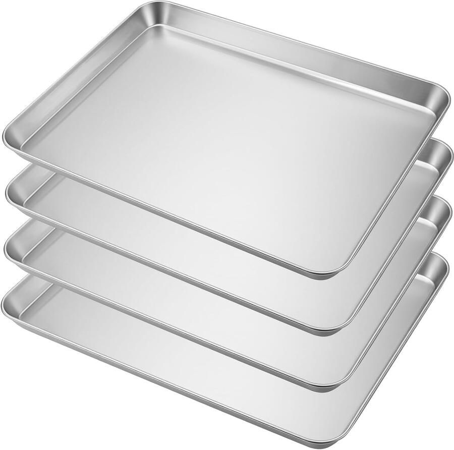 4 Pack RVS Grillplaat 16 x 12 x 1 inch Metalen Ovenplaat voor Koken en Roosteren Perfect voor BBQ en Bakken