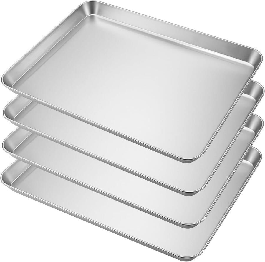 4 Pack RVS Grillplaat 16 x 12 x 1 inch Ovenplaat voor Koken Bakken en Roosteren