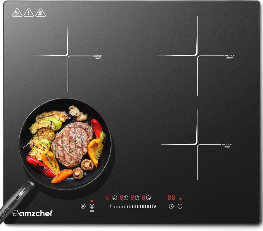 4-Pits Inductiekookplaat met 9 Vermogensniveaus en Pauzefunctie Veilig en Efficiënt Koken