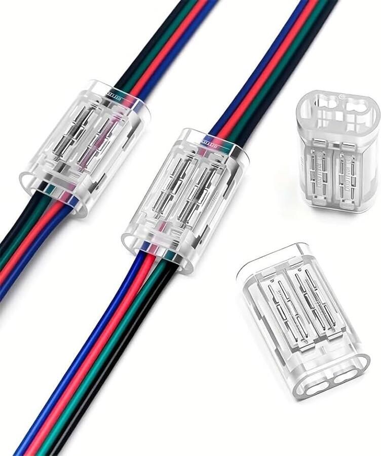 4-polige kabelverbinder soldeervrije snelkoppeling voor 18-20 AWG (0 5-0 75 mm²) meerdraad-naar-draadconnector transparante pc-behuizing voor auto- en industriële bekabeling 10 stuks