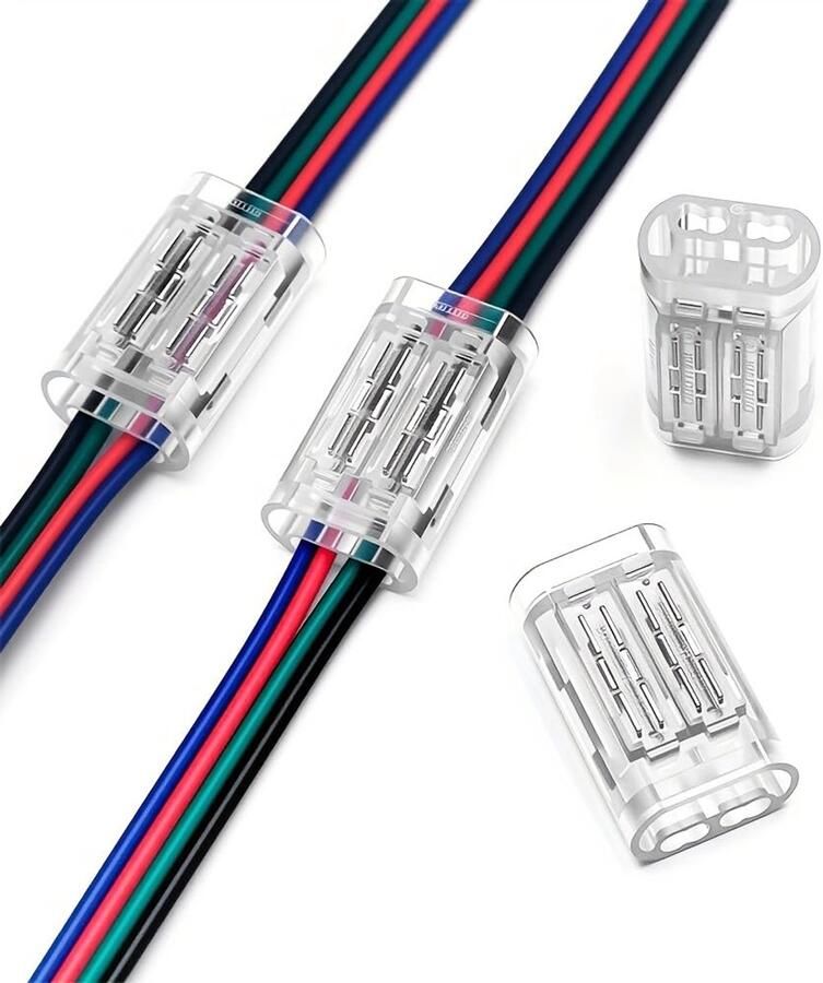 4-polige kabelverbinder soldeervrije snelkoppeling voor 18-20 AWG (0 5-0 75 mm²) meerdraad-naar-draadconnector transparante pc-behuizing voor auto- en industriële bekabeling 10 stuks